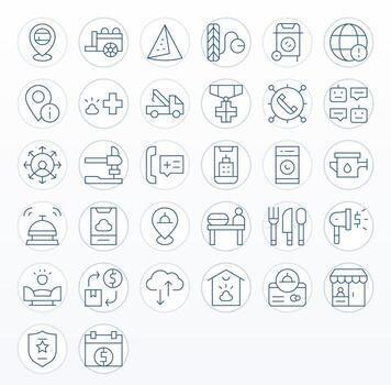 Service Icon Toolkit featuring 32 Pixel Optimized High Resolution Thin Line elements vector