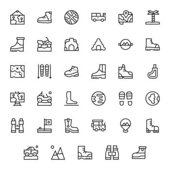Terrain Premium Bundle with 35 256x256 Pixel Optimized Regular Line Icons vector
