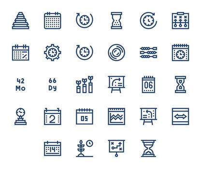 negrita línea píxel alineado íconos desde cronograma conjunto con 28 alto resolución íconos vector