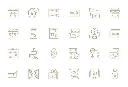 24 Thin Line Pixel Optimized High Resolution Icons from Payment Suite vector