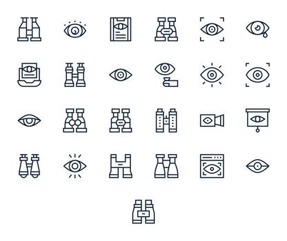 25 256x256 Regular Line Icons optimized for Observe Grid Fitted display vector