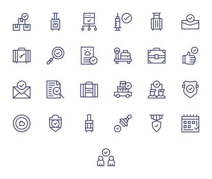 comprobado visual paquete conteniendo 25 regular línea monitor Perfecto íconos vector