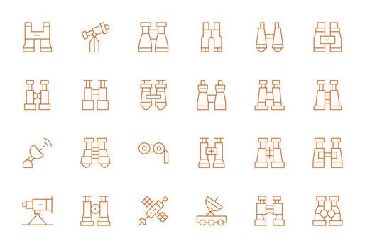 Telescope Premium Bundle with 24 High Resolution Pixel Optimized Thin Line Icons vector