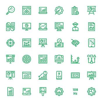 36 Bold Line Pixel Aligned Icons tailored for Metrics High Resolution interface vector