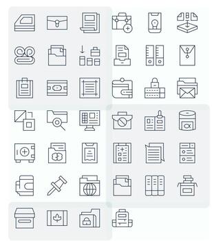 Folder Graphics featuring 40 Thin Line Display Perfect 64x64 Designs vector