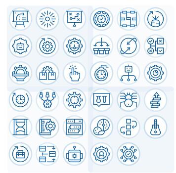 35 Regular Line Icons from Process in 128x128 Display Perfect Quality vector
