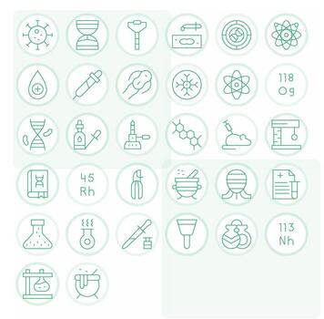 32 Icons for Laboratory featuring 64x64 Grid Fitted Thin Line Graphics vector