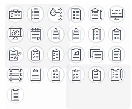 25 Task List Pixel Optimized Icons in 64x64 Regular Line Aesthetic vector