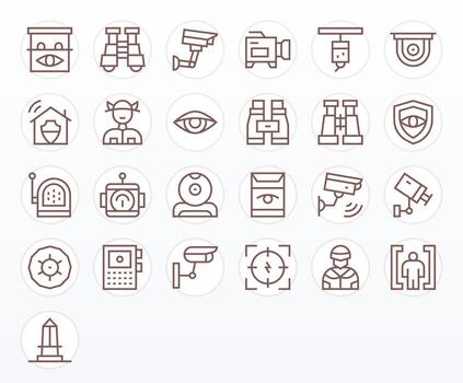 Surveillance Ultimate Package with 25 256x256 Regular Line Pixel Optimized Icons vector