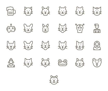 Head Icon Toolkit featuring 25 Editable 64x64 Regular Line elements vector