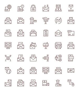 42 256x256 Regular Line Icons optimized for Mail Editable display vector