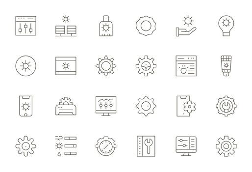 retocar alto resolución icono paquete con 24 Delgado línea cuadrícula equipado elementos vector