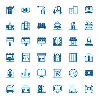 Bold Line Style Urban Design Icons with 36 High Resolution Display Perfect Designs vector
