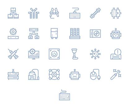 hardware escalable conjunto presentando 25 detalle mejorado regular línea 128x128 íconos vector