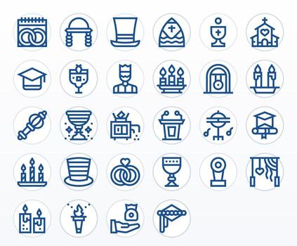 28 Bold Line Pixel Optimized Icons crafted for Ceremony High Resolution applications vector