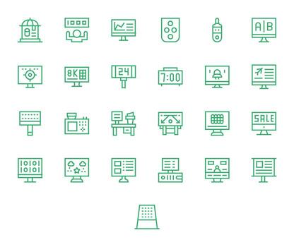 25 Regular Line Pixel Optimized 256x256 Icons from Digital Display Suite vector