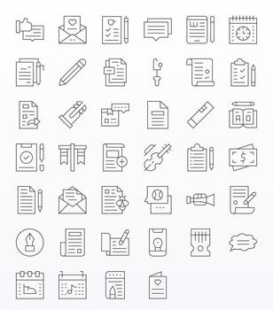40 Icons for Note optimized in Pixel Aligned Retina Ready Thin Line resolution vector
