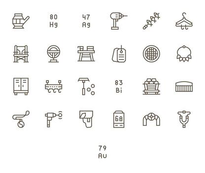 Metal Scalable Set featuring 25 Grid Fitted Regular Line 256x256 Icons vector