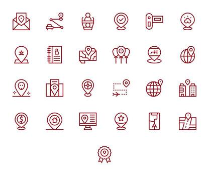 25 retina Listo regular línea íconos optimizado para habla a editable monitor vector