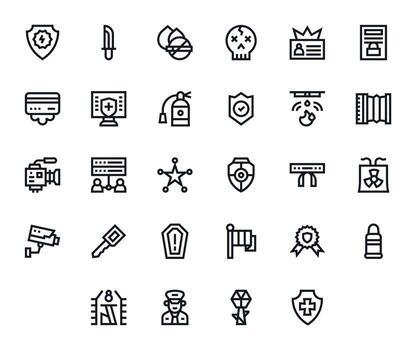 28 Display Perfect Icons themed around Security in High Resolution Bold Line format vector