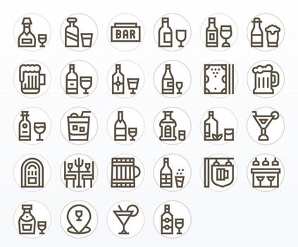 Pub Icon Toolkit featuring 28 Editable 128x128 Bold Line elements vector