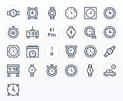 25 Retina Ready Regular Line Pixel Aligned Icons for Hour Projects vector