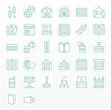 Open Modern Collection with 32 Thin Line High Resolution Detail Enhanced Icons vector