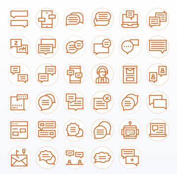 Reply Icon Library with 35 Regular Line High Resolution Pixel Optimized Designs vector