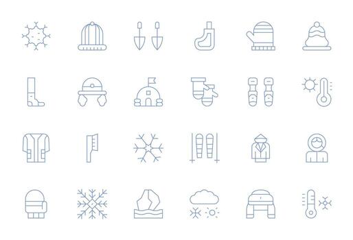 Cold Weather Modern Collection with 24 Thin Line 256x256 Pixel Optimized Icons vector