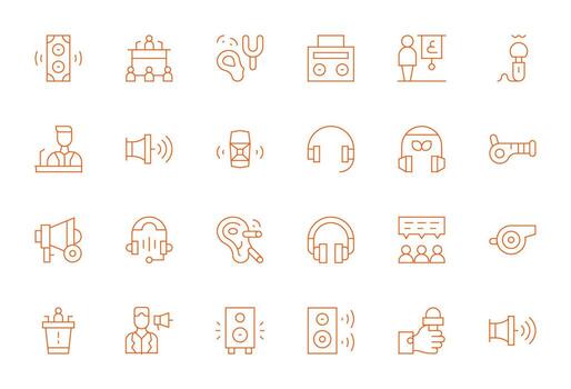 24 Icons for Speaker optimized in Detail Enhanced High Resolution Thin Line resolution vector