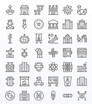 Modern Icon Arsenal with 42 Retina Ready Regular Line Pixel Optimized designs vector
