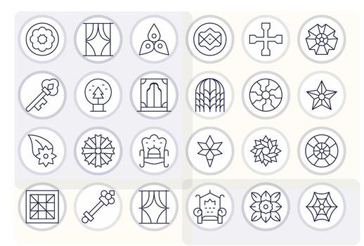 Thin Line Pixel Aligned Icons from Ornate Set with 24 256x256 Icons vector