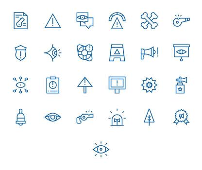 regular línea estilo atención íconos con 25 256x256 cuadrícula equipado diseños vector