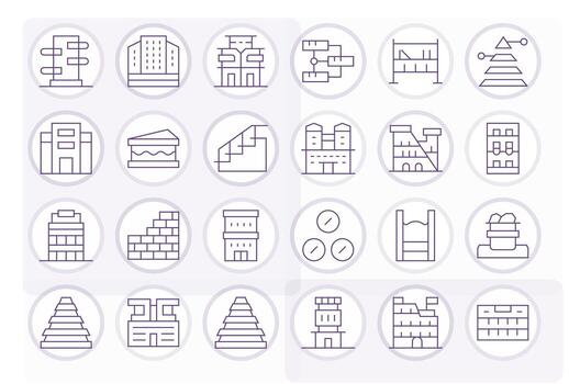 24 cuadrícula equipado Delgado línea íconos diseñado para multi nivel interfaz vector