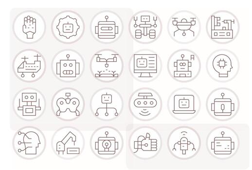 Robotics Graphics Pack including 24 Thin Line 128x128 Display Perfect Icons vector