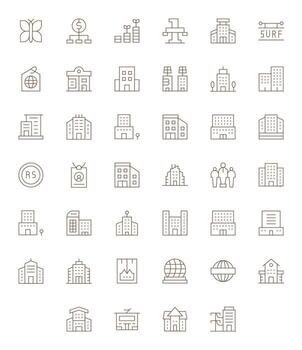 40 Thin Line Pixel Aligned Icons crafted for Company 256x256 applications vector