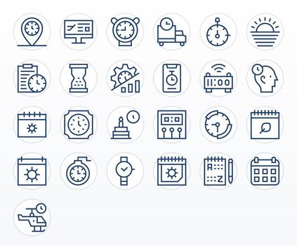 Time Graphics featuring 25 Regular Line PIXEL Perfect 256x256 Designs vector