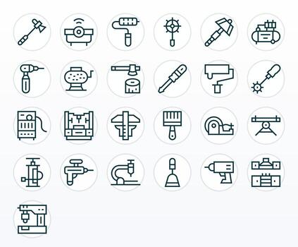 Tooling Premium Bundle with 25 128x128 Pixel Aligned Regular Line Icons vector