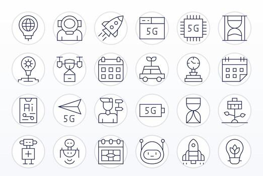 Future Icon Set with 24 Thin Line Retina Ready Pixel Aligned Graphics vector