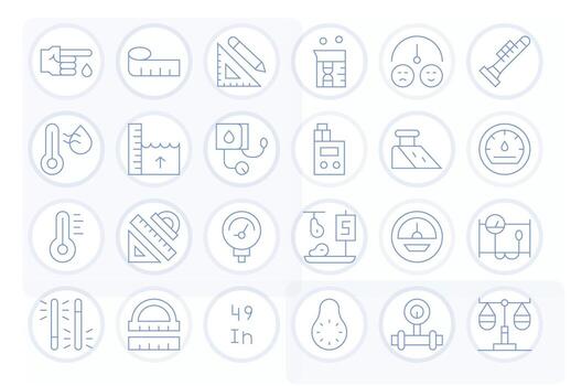 24 Display Perfect Icons themed around Measurement in High Resolution Thin Line format vector
