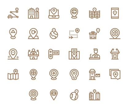 28 Bold Line Display Perfect Icons for Address Graphics vector