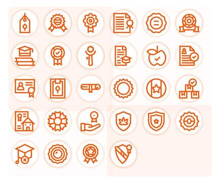 Certification Scalable Set featuring 28 Editable Bold Line High Resolution Icons vector
