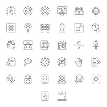 acceso negado profesional conjunto con 32 Delgado línea píxel optimizado 256x256 íconos vector