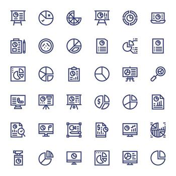Pie Chart Display Perfect Set with 36 256x256 Bold Line Icons vector
