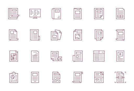 24 64x64 Icons for Excel in Detail Enhanced Thin Line Format vector