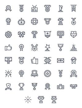 Recognition Essential Set including 45 Pixel Optimized Bold Line High Resolution Icons vector