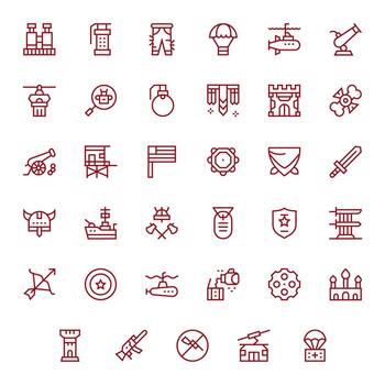 militar icono caja de herramientas presentando 35 editable alto resolución regular línea elementos vector