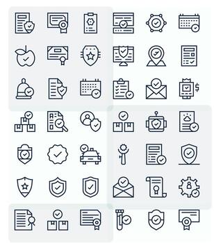 Validated Visual Pack containing 42 Regular Line Pixel Optimized Icons vector