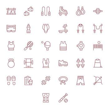 Exercise Exclusive Set featuring 32 Thin Line PIXEL Perfect High Resolution Icons vector