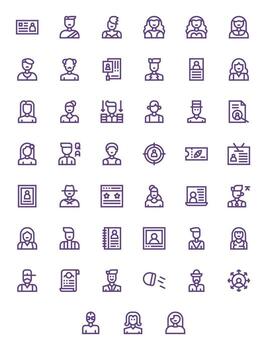 cliente cuadrícula equipado conjunto con 45 alto resolución negrita línea íconos vector